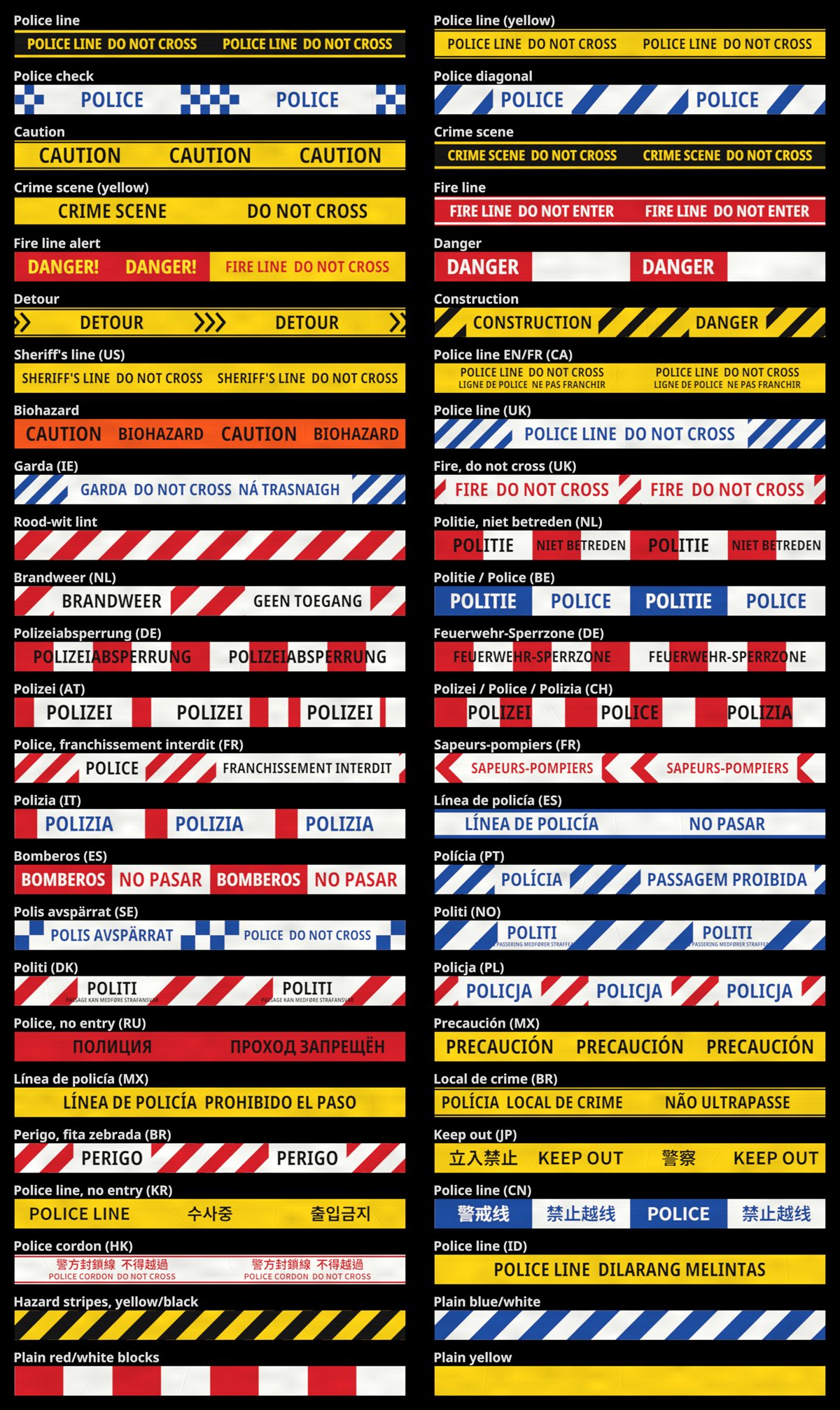 All 50 police tape styles